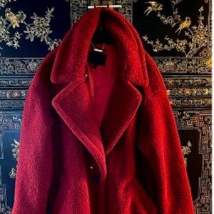 KENDALL + KYLIE RED TEDDY COAT NEVER WORN! SIZE LARGE